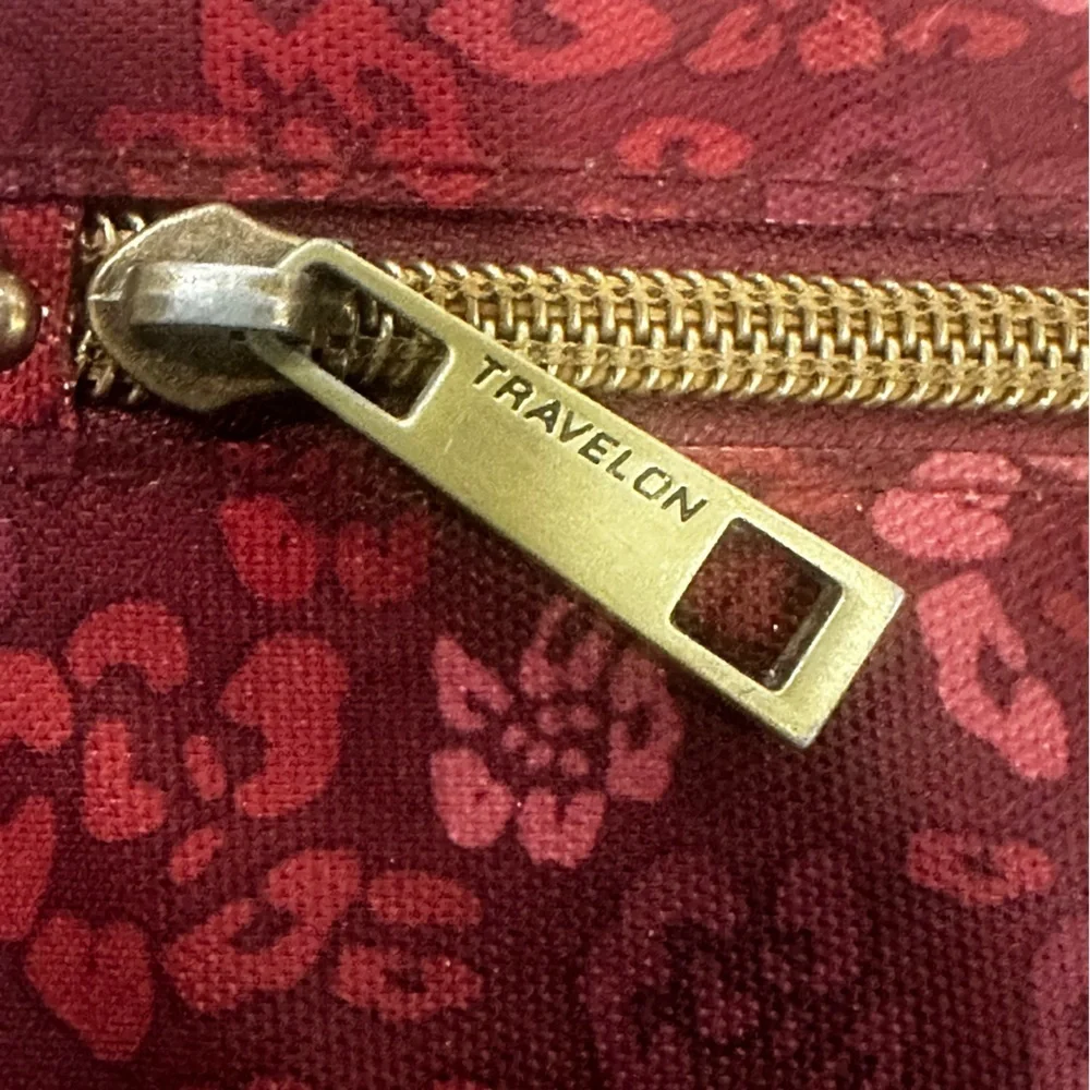 Travelon RFID Blocking Zip-Around Wristlet Wallet - Burgundy Floral Leopard